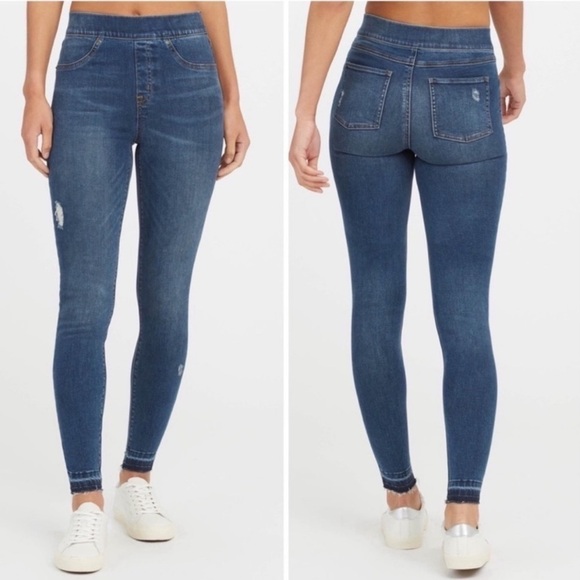 SPANX Distressed Ankle Skinny Jeans in Medium Wash Sz S - Picture 1 of 6